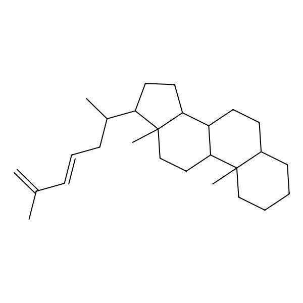 2D Structure of (8R,9S,10S,13R,14S,17R)-10,13-dimethyl-17-[(2R)-6-methylhepta-4,6-dien-2-yl]-2,3,4,5,6,7,8,9,11,12,14,15,16,17-tetradecahydro-1H-cyclopenta[a]phenanthrene