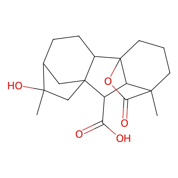 2D Structure of (1S,2R,5R,6R,8S,9S,10R,11S)-6-hydroxy-6,11-dimethyl-16-oxo-15-oxapentacyclo[9.3.2.15,8.01,10.02,8]heptadecane-9-carboxylic acid