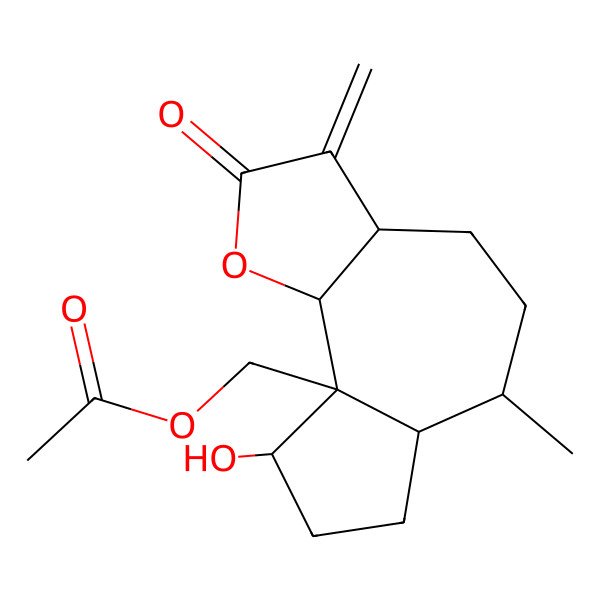 2D Structure of [(3aS,6S,6aS,9S,9aR,9bR)-9-hydroxy-6-methyl-3-methylidene-2-oxo-4,5,6,6a,7,8,9,9b-octahydro-3aH-azuleno[4,5-b]furan-9a-yl]methyl acetate