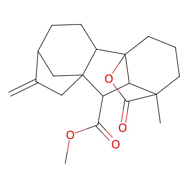 2D Structure of 4aalpha,4bbeta-Gibbane-1alpha,10beta-dicarboxylic acid, 4a-hydroxy-1-methyl-8-methylene-, 1,4a-lactone, methyl ester