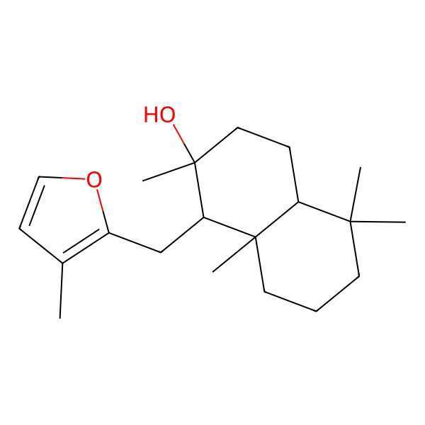 2D Structure of (1R,2R,4aS,8aS)-2,5,5,8a-tetramethyl-1-[(3-methylfuran-2-yl)methyl]-3,4,4a,6,7,8-hexahydro-1H-naphthalen-2-ol