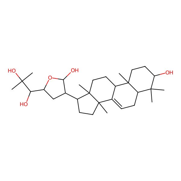 2D Structure of (1R)-1-[(2R,4R,5R)-5-hydroxy-4-[(3S,5R,9S,10R,13S,14S,17S)-3-hydroxy-4,4,10,13,14-pentamethyl-2,3,5,6,9,11,12,15,16,17-decahydro-1H-cyclopenta[a]phenanthren-17-yl]oxolan-2-yl]-2-methylpropane-1,2-diol