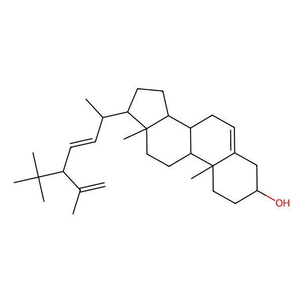 2D Structure of (3S,8S,9S,10R,13R,14S,17R)-17-[(2R,3E,5S)-5-tert-butyl-6-methylhepta-3,6-dien-2-yl]-10,13-dimethyl-2,3,4,7,8,9,11,12,14,15,16,17-dodecahydro-1H-cyclopenta[a]phenanthren-3-ol