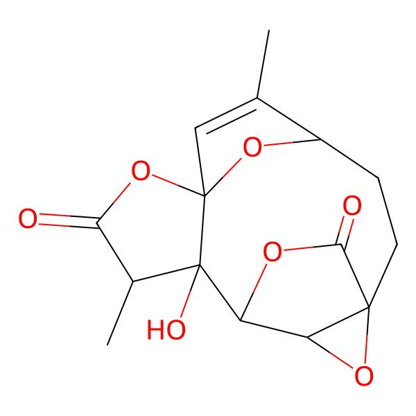 2D Structure of 11-Hydroxy-5,10-dimethyl-8,14,16,17-tetraoxapentacyclo[10.2.2.14,7.01,13.07,11]heptadec-5-ene-9,15-dione