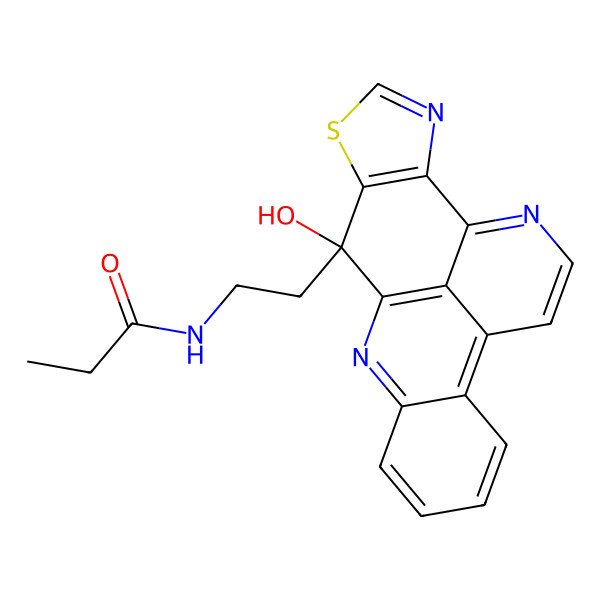 2D Structure of N-[2-[(2S)-2-hydroxy-4-thia-6,9,19-triazapentacyclo[10.7.1.03,7.08,20.013,18]icosa-1(19),3(7),5,8,10,12(20),13,15,17-nonaen-2-yl]ethyl]propanamide