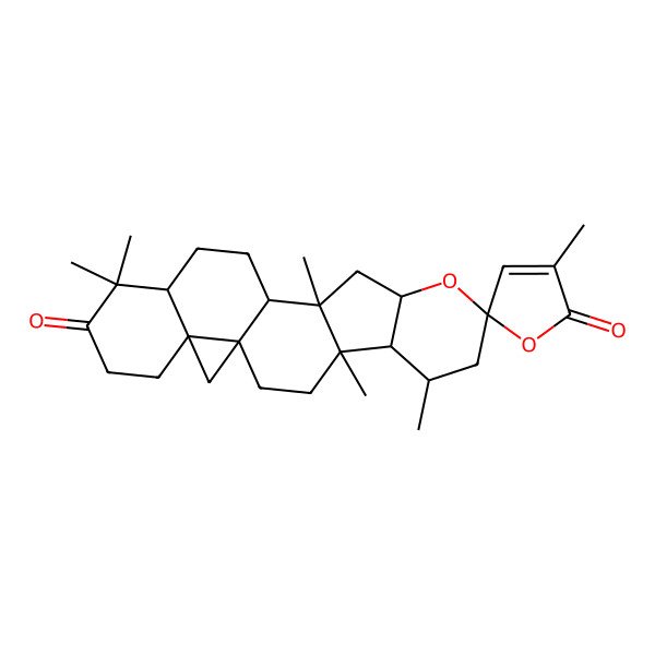 2D Structure of (1S,4R,8S,21R)-3',4,6,12,17,17-hexamethylspiro[9-oxahexacyclo[11.9.0.01,21.04,12.05,10.016,21]docosane-8,5'-furan]-2',18-dione