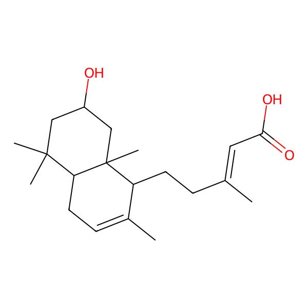 2D Structure of (E)-5-[(1R,4aR,7R,8aS)-7-hydroxy-2,5,5,8a-tetramethyl-1,4,4a,6,7,8-hexahydronaphthalen-1-yl]-3-methylpent-2-enoic acid