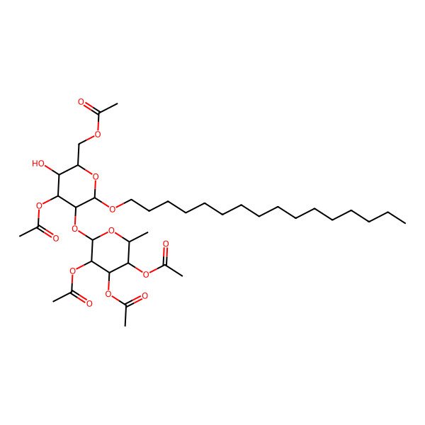 2D Structure of [(2R,3R,4S,5R,6R)-4-acetyloxy-6-hexadecoxy-3-hydroxy-5-[(2S,3R,4R,5S,6S)-3,4,5-triacetyloxy-6-methyloxan-2-yl]oxyoxan-2-yl]methyl acetate