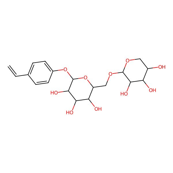 2D Structure of (2S,3R,4S,5S,6R)-2-(4-ethenylphenoxy)-6-[[(2S,3R,4S,5S)-3,4,5-trihydroxyoxan-2-yl]oxymethyl]oxane-3,4,5-triol