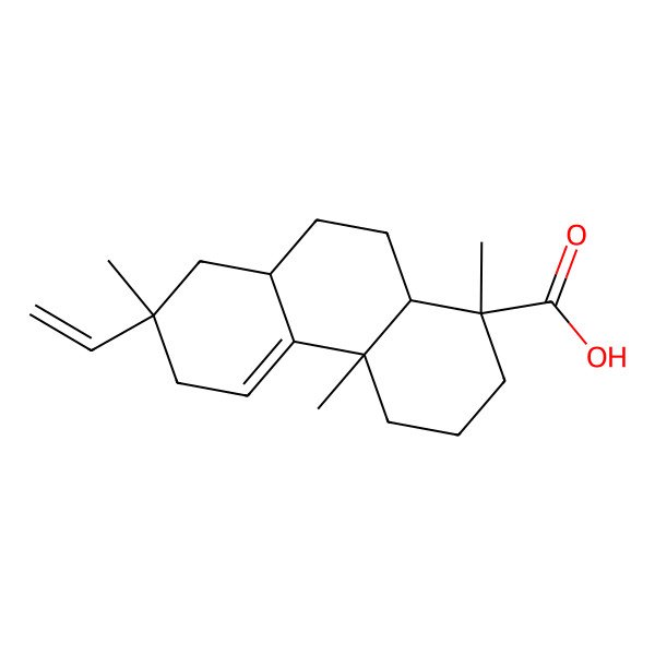 2D Structure of (1R,4aR,7R,8aS,10aS)-7-ethenyl-1,4a,7-trimethyl-3,4,6,8,8a,9,10,10a-octahydro-2H-phenanthrene-1-carboxylic acid