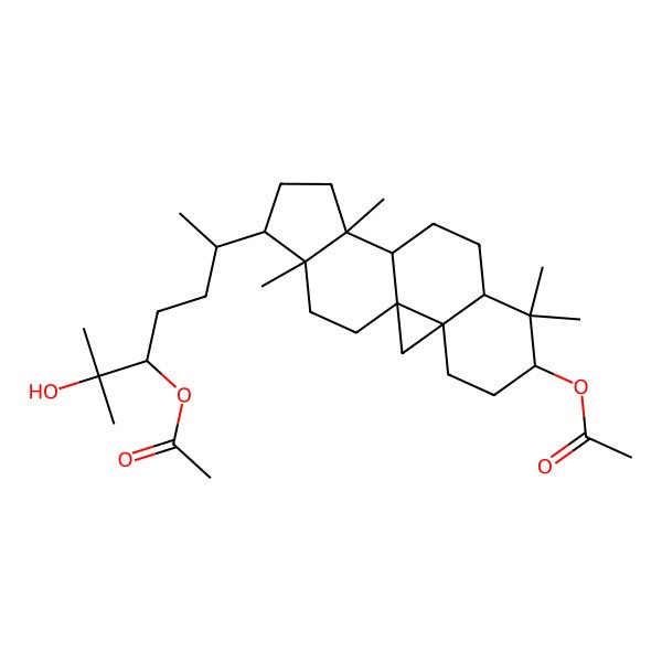 2D Structure of [(1S,3R,6S,8R,11S,12S,15R,16R)-15-[(2S,5S)-5-acetyloxy-6-hydroxy-6-methylheptan-2-yl]-7,7,12,16-tetramethyl-6-pentacyclo[9.7.0.01,3.03,8.012,16]octadecanyl] acetate