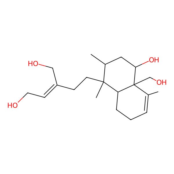 2D Structure of 2-[2-[4-Hydroxy-4a-(hydroxymethyl)-1,2,5-trimethyl-2,3,4,7,8,8a-hexahydronaphthalen-1-yl]ethyl]but-2-ene-1,4-diol