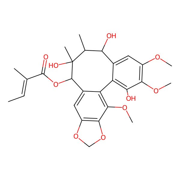 2D Structure of [(8R,9R,10S,11S)-3,8,10-trihydroxy-4,5,19-trimethoxy-9,10-dimethyl-15,17-dioxatetracyclo[10.7.0.02,7.014,18]nonadeca-1(19),2,4,6,12,14(18)-hexaen-11-yl] (Z)-2-methylbut-2-enoate