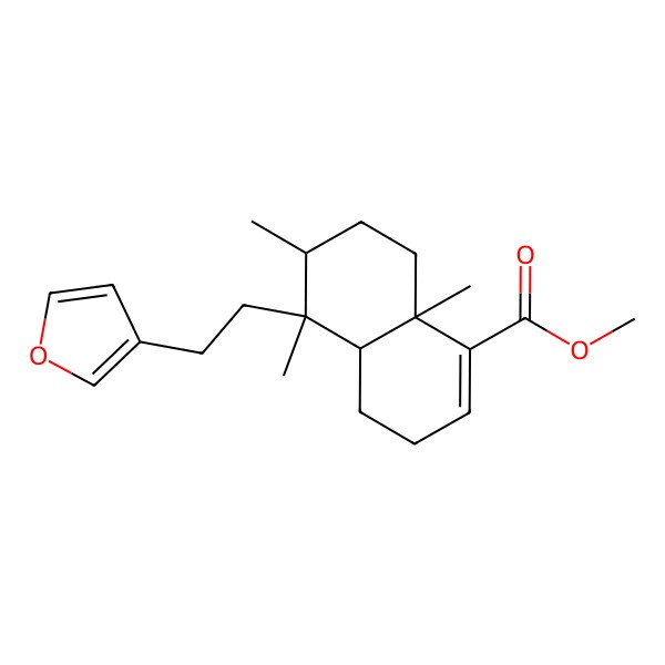 2D Structure of methyl (4aS,5S,6R,8aR)-5-[2-(furan-3-yl)ethyl]-5,6,8a-trimethyl-3,4,4a,6,7,8-hexahydronaphthalene-1-carboxylate