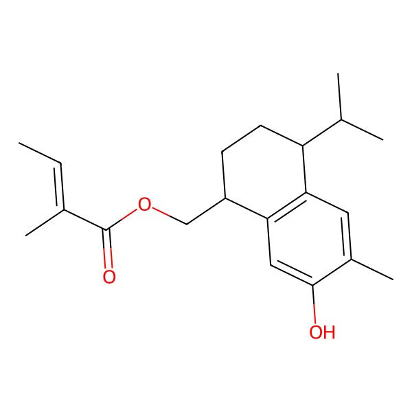 2D Structure of [(1R,4S)-7-hydroxy-6-methyl-4-propan-2-yl-1,2,3,4-tetrahydronaphthalen-1-yl]methyl (Z)-2-methylbut-2-enoate