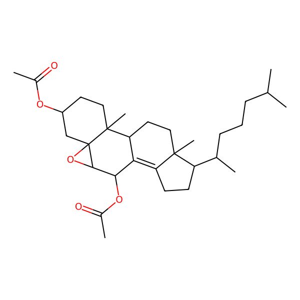 2D Structure of [10-Acetyloxy-2,16-dimethyl-15-(6-methylheptan-2-yl)-8-oxapentacyclo[9.7.0.02,7.07,9.012,16]octadec-11-en-5-yl] acetate