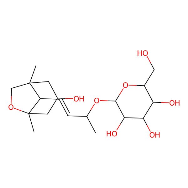 2D Structure of (2R,3R,4S,5R,6R)-2-[(E,2R)-4-[(1S,3S,5R,8R)-3-hydroxy-1,5-dimethyl-6-oxabicyclo[3.2.1]octan-8-yl]but-3-en-2-yl]oxy-6-(hydroxymethyl)oxane-3,4,5-triol