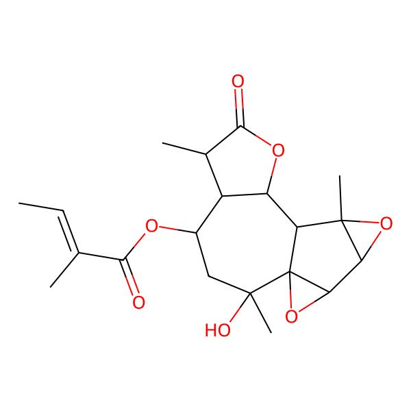 2D Structure of [(1S,2R,4S,5R,6S,9S,10S,11R,13S,14R)-2-hydroxy-2,6,11-trimethyl-7-oxo-8,12,15-trioxapentacyclo[8.5.0.01,14.05,9.011,13]pentadecan-4-yl] (Z)-2-methylbut-2-enoate
