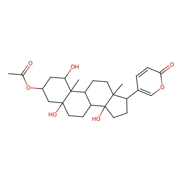 2D Structure of [1,5,14-trihydroxy-10,13-dimethyl-17-(6-oxopyran-3-yl)-2,3,4,6,7,8,9,11,12,15,16,17-dodecahydro-1H-cyclopenta[a]phenanthren-3-yl] acetate