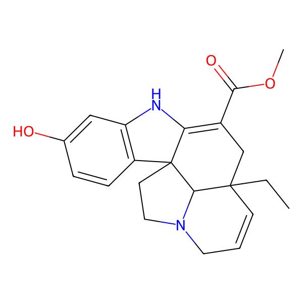 2D Structure of Methyl 12-ethyl-5-hydroxy-8,16-diazapentacyclo[10.6.1.01,9.02,7.016,19]nonadeca-2(7),3,5,9,13-pentaene-10-carboxylate