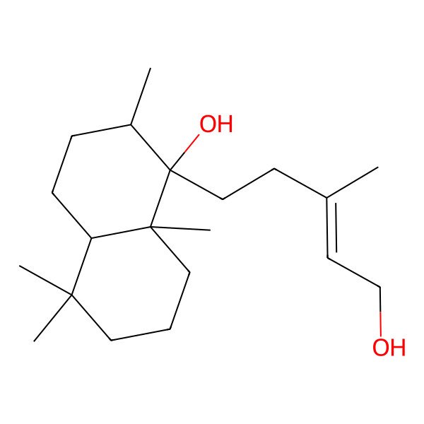 2D Structure of (1R,4aS,8aS)-1-[(E)-5-hydroxy-3-methylpent-3-enyl]-2,5,5,8a-tetramethyl-3,4,4a,6,7,8-hexahydro-2H-naphthalen-1-ol