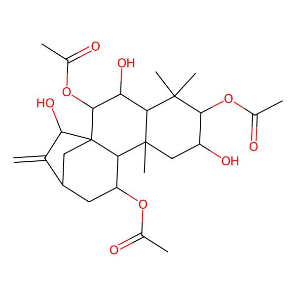 2D Structure of [(1S,2R,3R,4S,6R,7S,9R,10S,11S,13S,15R)-2,6-diacetyloxy-3,7,15-trihydroxy-5,5,9-trimethyl-14-methylidene-11-tetracyclo[11.2.1.01,10.04,9]hexadecanyl] acetate