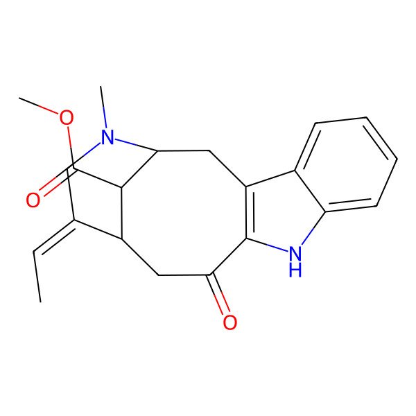 2D Structure of methyl (1S,14S,18S)-15-ethylidene-17-methyl-12-oxo-10,17-diazatetracyclo[12.3.1.03,11.04,9]octadeca-3(11),4,6,8-tetraene-18-carboxylate