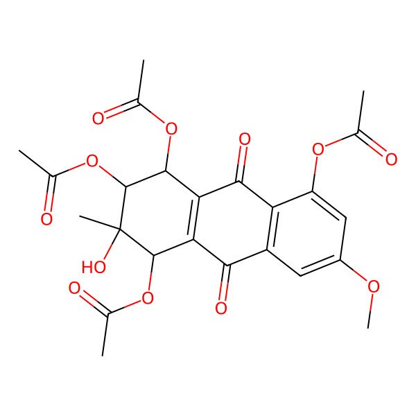2D Structure of [(1S,2R,3S,4R)-2,4,8-triacetyloxy-3-hydroxy-6-methoxy-3-methyl-9,10-dioxo-2,4-dihydro-1H-anthracen-1-yl] acetate