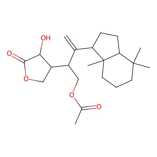 2D Structure of [3-(4,4,7a-trimethyl-2,3,3a,5,6,7-hexahydro-1H-inden-1-yl)-2-(4-hydroxy-5-oxooxolan-3-yl)but-3-enyl] acetate