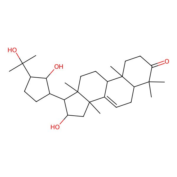 2D Structure of 16-Hydroxy-17-[2-hydroxy-3-(2-hydroxypropan-2-yl)cyclopentyl]-4,4,10,13,14-pentamethyl-1,2,5,6,9,11,12,15,16,17-decahydrocyclopenta[a]phenanthren-3-one