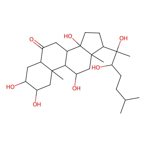 2D Structure of (2S,3R,5R,8R,9S,10R,11R,13R,14R,17S)-17-[(2R,3R)-2,3-dihydroxy-6-methylheptan-2-yl]-2,3,11,14-tetrahydroxy-10,13-dimethyl-2,3,4,5,7,8,9,11,12,15,16,17-dodecahydro-1H-cyclopenta[a]phenanthren-6-one