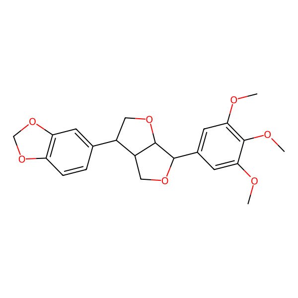 2D Structure of 5-[(3S,3aS,6R,6aS)-6-(3,4,5-trimethoxyphenyl)-2,3,3a,4,6,6a-hexahydrofuro[3,4-b]furan-3-yl]-1,3-benzodioxole