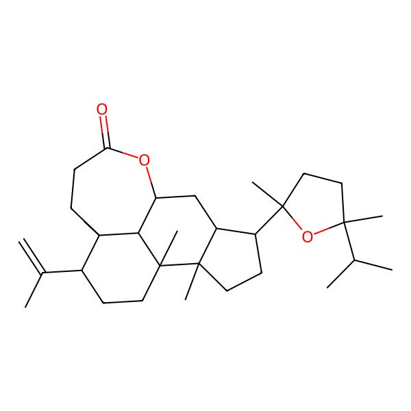 2D Structure of (1R,4S,5S,10R,12R,13S,16R,17R)-13-[(2S,5R)-2,5-dimethyl-5-propan-2-yloxolan-2-yl]-1,5,16-trimethyl-4-prop-1-en-2-yl-9-oxatetracyclo[8.6.1.05,17.012,16]heptadecan-8-one