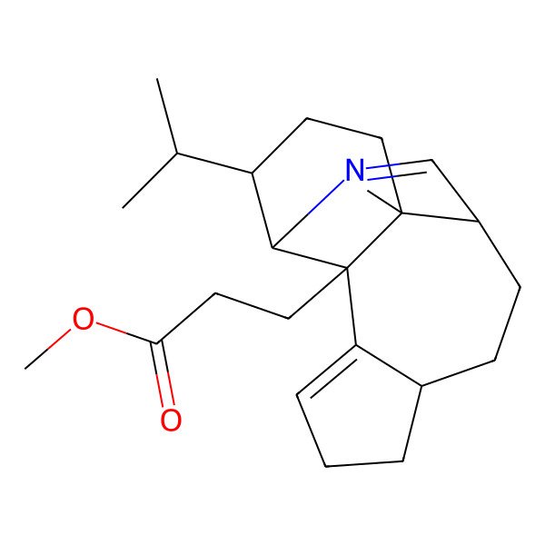 2D Structure of Methyl 3-(1-methyl-14-propan-2-yl-12-azatetracyclo[8.6.0.02,13.03,7]hexadeca-3,11-dien-2-yl)propanoate