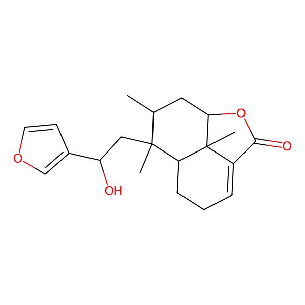 2D Structure of (1R,8S,9R,10S,12R)-9-[(2S)-2-(furan-3-yl)-2-hydroxyethyl]-9,10,12-trimethyl-2-oxatricyclo[6.3.1.04,12]dodec-4-en-3-one