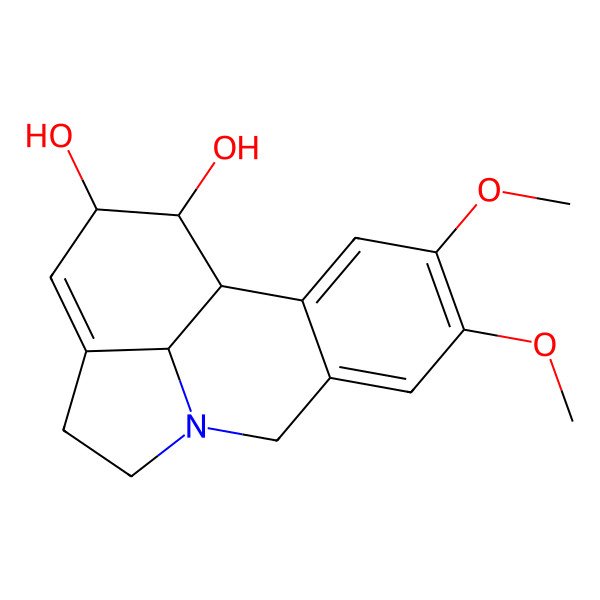 2D Structure of (1S,14R,15S,16S)-4,5-dimethoxy-9-azatetracyclo[7.6.1.02,7.012,16]hexadeca-2,4,6,12-tetraene-14,15-diol