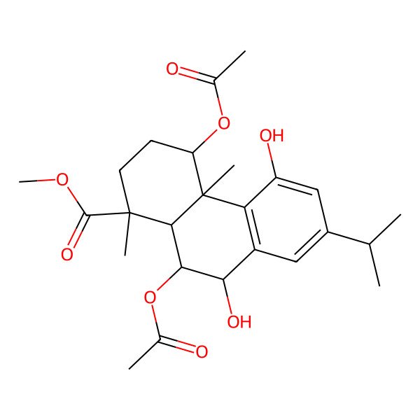 2D Structure of Methyl 4,10-diacetyloxy-5,9-dihydroxy-1,4a-dimethyl-7-propan-2-yl-2,3,4,9,10,10a-hexahydrophenanthrene-1-carboxylate