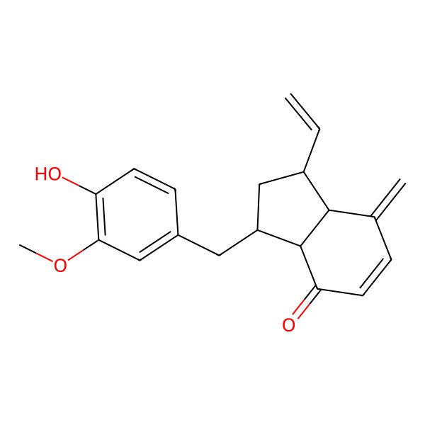2D Structure of (1S,3S,3aS,7aS)-1-ethenyl-3-[(4-hydroxy-3-methoxyphenyl)methyl]-7-methylidene-2,3,3a,7a-tetrahydro-1H-inden-4-one