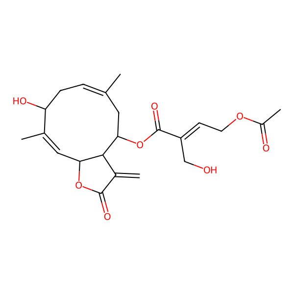 2D Structure of (9-Hydroxy-6,10-dimethyl-3-methylidene-2-oxo-3a,4,5,8,9,11a-hexahydrocyclodeca[b]furan-4-yl) 4-acetyloxy-2-(hydroxymethyl)but-2-enoate