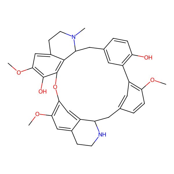 2D Structure of (1R,14S)-6,20,25-trimethoxy-15-methyl-23-oxa-15,30-diazaheptacyclo[22.6.2.13,7.18,12.114,18.027,31.022,33]pentatriaconta-3(35),4,6,8,10,12(34),18,20,22(33),24,26,31-dodecaene-9,21-diol