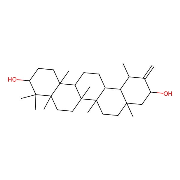 2D Structure of (3S,4aR,6aR,6aR,6bR,8aS,10R,12S,12aS,14aS,14bR)-4,4,4a,6a,6b,8a,12,14b-octamethyl-11-methylidene-2,3,5,6,6a,7,8,9,10,12,12a,13,14,14a-tetradecahydro-1H-picene-3,10-diol