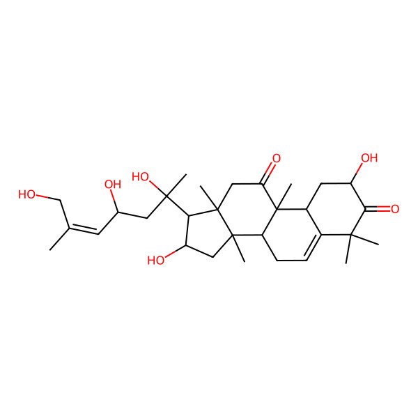 2D Structure of 2,16-dihydroxy-4,4,9,13,14-pentamethyl-17-(2,4,7-trihydroxy-6-methylhept-5-en-2-yl)-2,7,8,10,12,15,16,17-octahydro-1H-cyclopenta[a]phenanthrene-3,11-dione