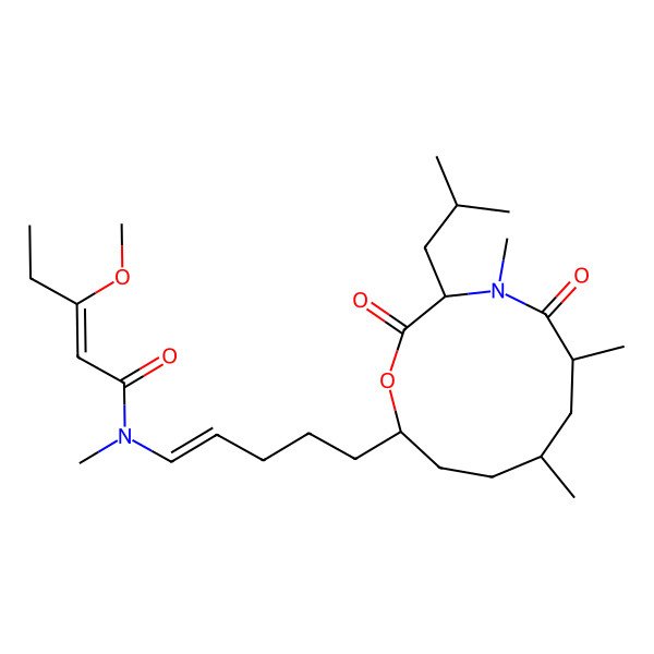 2D Structure of 3-methoxy-N-methyl-N-[5-[4,6,8-trimethyl-3-(2-methylpropyl)-2,5-dioxo-1-oxa-4-azacycloundec-11-yl]pent-1-enyl]pent-2-enamide
