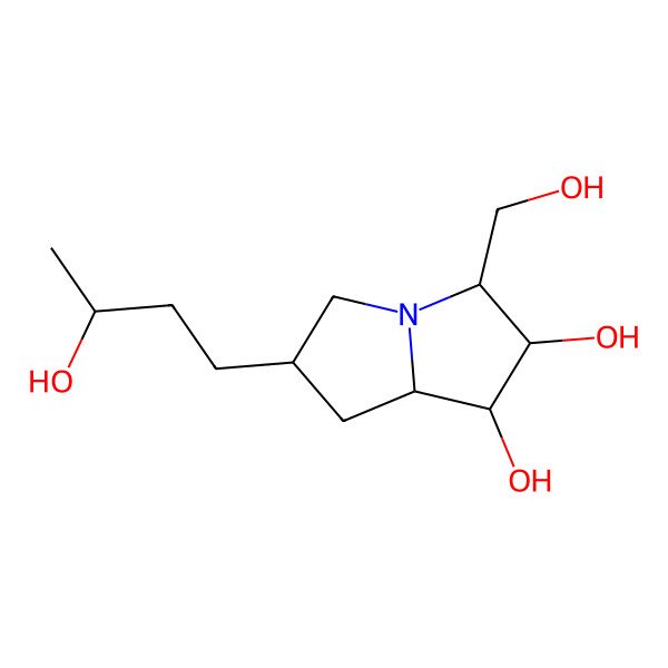 2D Structure of (1S,2R,3R,6R,8R)-6-[(3S)-3-hydroxybutyl]-3-(hydroxymethyl)-2,3,5,6,7,8-hexahydro-1H-pyrrolizine-1,2-diol