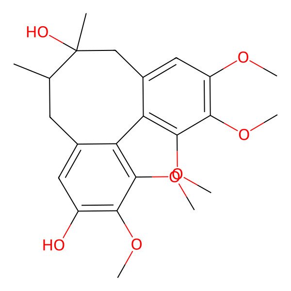 2D Structure of 3,4,14,15,16-Pentamethoxy-9,10-dimethyltricyclo[10.4.0.02,7]hexadeca-1(16),2,4,6,12,14-hexaene-5,10-diol