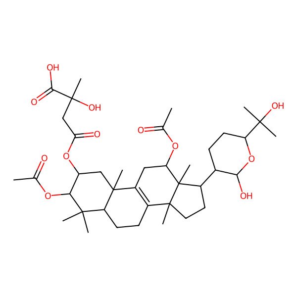 2D Structure of (2S)-4-[[(2R,3R,5R,10S,12S,13R,14S,17R)-3,12-diacetyloxy-17-[(2S,3R,6S)-2-hydroxy-6-(2-hydroxypropan-2-yl)oxan-3-yl]-4,4,10,13,14-pentamethyl-2,3,5,6,7,11,12,15,16,17-decahydro-1H-cyclopenta[a]phenanthren-2-yl]oxy]-2-hydroxy-2-methyl-4-oxobutanoic acid