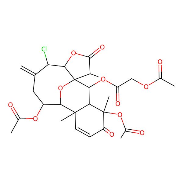 2D Structure of [(1S,2R,5R,6S,9R,10R,11S,15S,16S,17R)-9,15-diacetyloxy-6-chloro-2,11,15-trimethyl-7-methylidene-3,14-dioxo-4,18-dioxatetracyclo[8.7.1.01,5.011,16]octadec-12-en-17-yl] 2-acetyloxyacetate