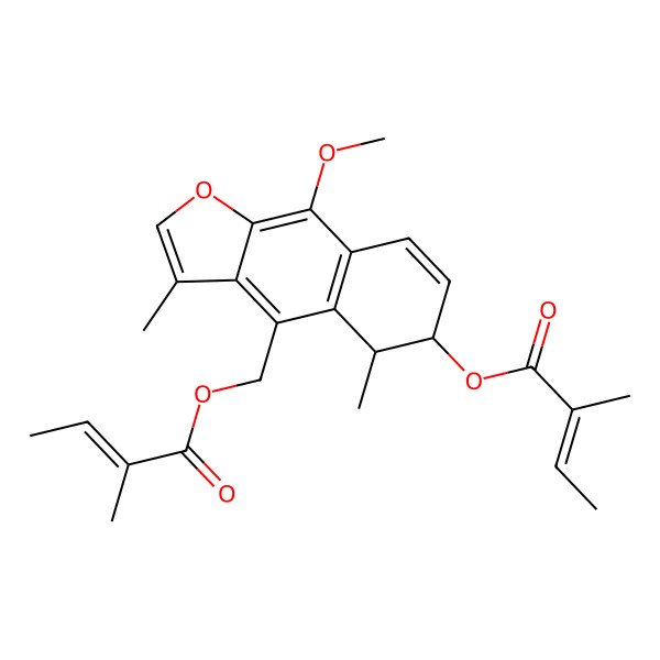 2D Structure of [9-Methoxy-3,5-dimethyl-6-(2-methylbut-2-enoyloxy)-5,6-dihydrobenzo[f][1]benzofuran-4-yl]methyl 2-methylbut-2-enoate