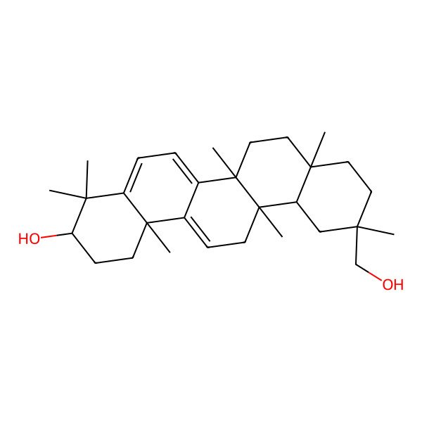 2D Structure of (3R,6aS,6bS,8aS,11R,12aR,14bR)-11-(hydroxymethyl)-4,4,6a,6b,8a,11,14b-heptamethyl-1,2,3,7,8,9,10,12,12a,13-decahydropicen-3-ol