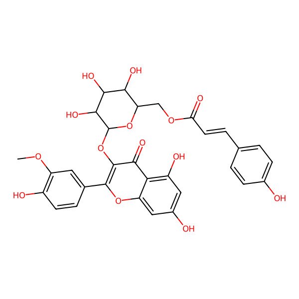 2D Structure of [6-[5,7-Dihydroxy-2-(4-hydroxy-3-methoxyphenyl)-4-oxochromen-3-yl]oxy-3,4,5-trihydroxyoxan-2-yl]methyl 3-(4-hydroxyphenyl)prop-2-enoate